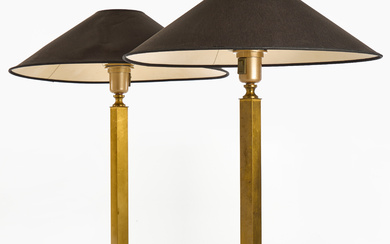 A pair of brass table lamps, circa 1970's.
