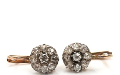 SOLD. A pair of diamond earrings set with numerous old-cut diamonds totalling app. 1.44 ct., mounted in 14k gold and silver – Bruun Rasmussen Auctioneers of Fine Art