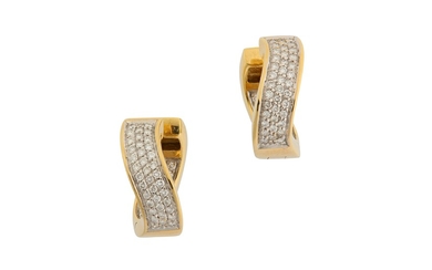 A pair of diamond-set hoop earrings