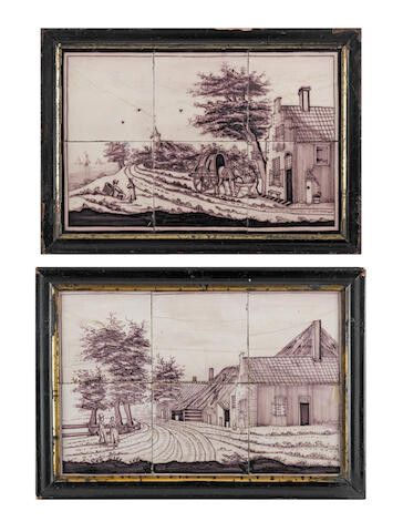 A pair of framed 19th Century delft tile pictures