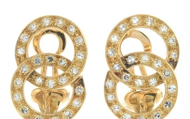 A pair of single-cut diamond earrings.Estimated total
