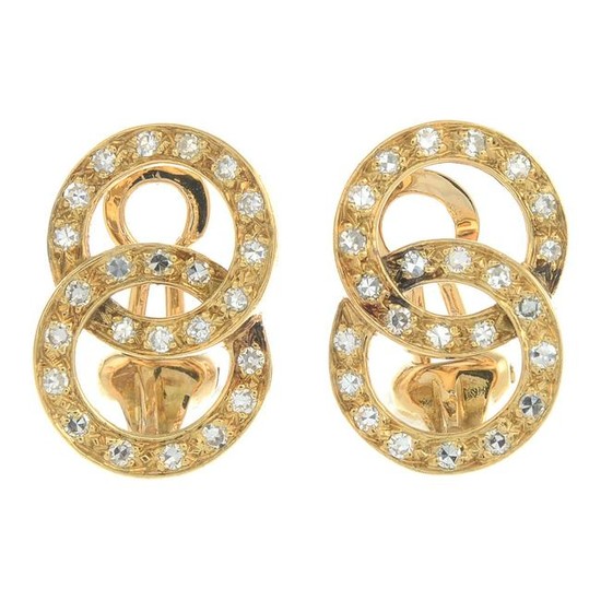 A pair of single-cut diamond earrings.Estimated total