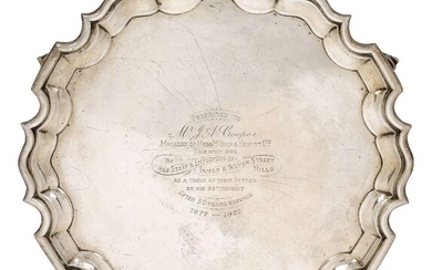 A presentation silver salver, Chester, c.1924, Barker Brothers, with shaped...