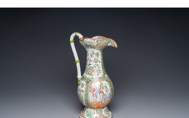 A rare large Chinese Canton famille rose ewer, 19th C.H.: 41...