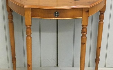 A reproduction, Yew-veneered console table, with single draw...