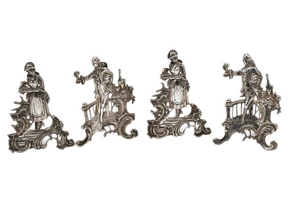 A set of four silver placeholders one of them Chester, 1895