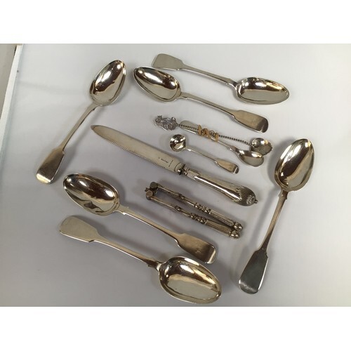 A set of six Georgian silver tablespoons by William Eaton, h...