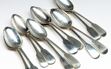 A set of ten William IV sterling silver spoons, together...