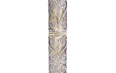 A silver-gilt bodkin case with filigree decoration, possibly late 17th century