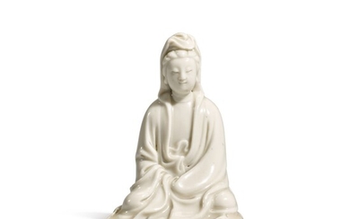 A small Dehua figure of Guanyin, 17th/18th century | 十七/十八世紀 德化觀音坐像 《张翕》款