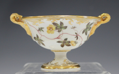 A small English porcelain two-handled footed bowl, probably Spode, early 19th century, of circular s
