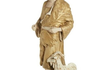 A tall Royal Dux shepherd figure