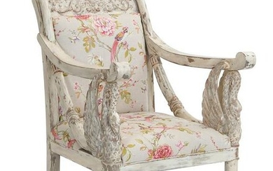 ABaltic Neoclassical style white painted armchair