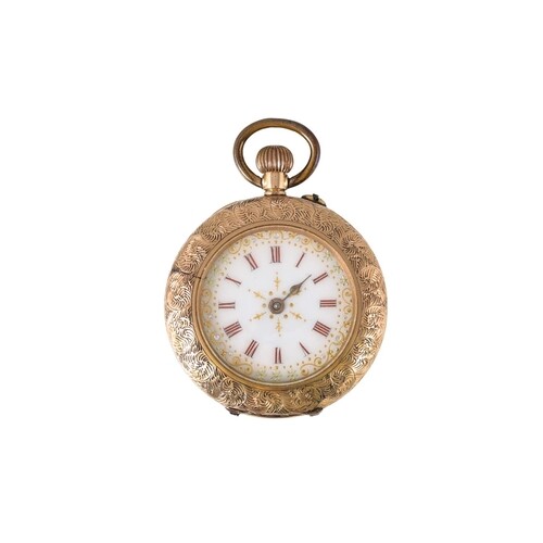 AN ANTIQUE 14CT GOLD OPEN FACED POCKET WATCH, engraved case,...