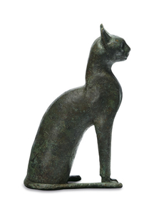 AN EGYPTIAN BRONZE CAT, LATE PERIOD TO PTOLEMAIC PERIOD, 664-30 B.C.