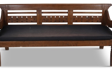 ANGLO-INDIAN TEAK SOFA 32 1/4 x 70 x 26 in. (81.9 x 177.8 x 66 cm.)