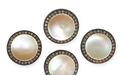 ANTIQUE MOTHER OF PEARL AND DIAMOND BUTTON SET