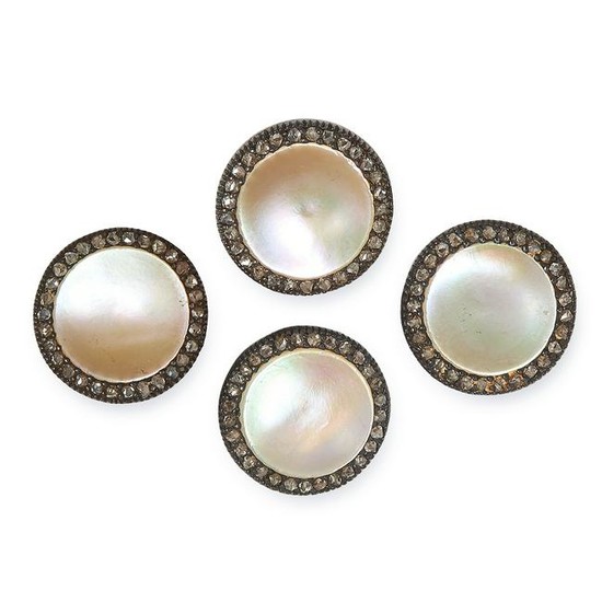 ANTIQUE MOTHER OF PEARL AND DIAMOND BUTTON SET
