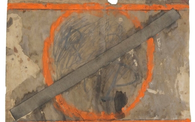 ANTONI TÀPIES (1923-2012), Circle and Strip on Parchment