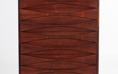 ARNE VODDER. For Niels Clausen Furniture Odense, Denmark, chest of drawers/chest of drawers/“tallboy”, jakaranda 50-60s.