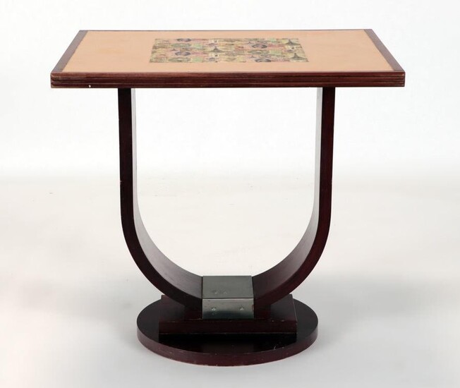 ART DECO STYLE METAL MOUNTED OCCASIONAL TABLE