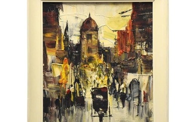 Abstract City Painting on Canvas