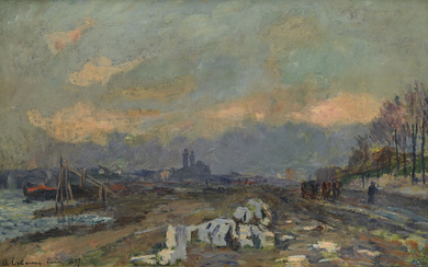 Albert Marie Lebourg (1849-1928), "La Seine à Paris", 1897, huile sur toile, signée, datée et située, 38,5x61,5 cmCertificat photographi