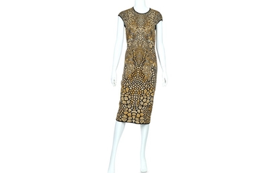 Alexander McQueen Stretch Knit Black and Gold Dress