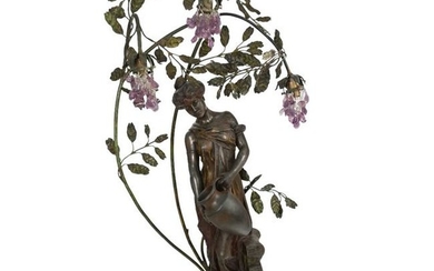 Alfred Jean Foretay Bronze Figural Lamp