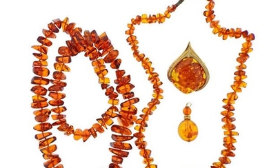 Amber Necklace Pendant Brooch Lot