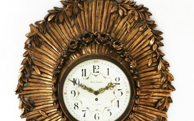 American Neoclassical style giltwood cartel clock