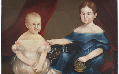 Attributed to Samuel P. Howes (1806-1881), Two Children with a Tea Set