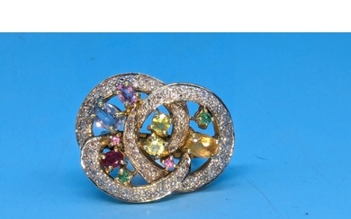 An 18ct Yellow Gold Contemporary Ring encrusted with Diamond...