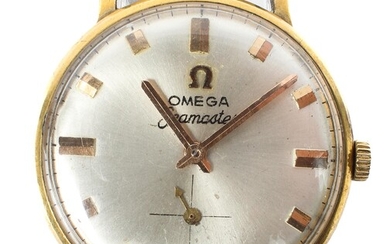 An 18ct gold backed Omega Seamaster wristwatch, the silvered dial with baton hour markers