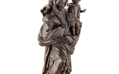 An 18th century carved chestnut figure, French, The Virgin of the Immaculate Conception