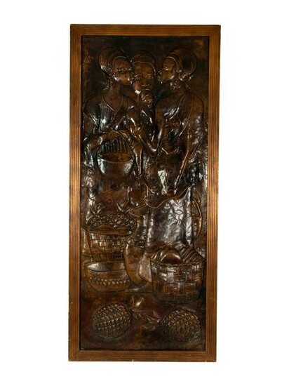 An African Patinated Copper Relief