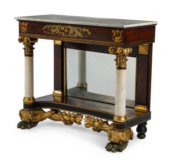 An American Classical Painted and Parcel Gilt Mahogany