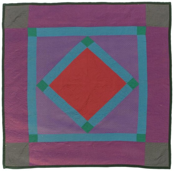 An Amish Diamond in a Square quilt