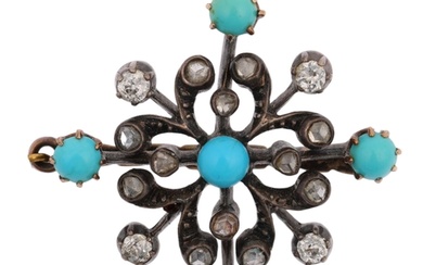 An Art Nouveau turquoise and diamond cruciform brooch, circa...