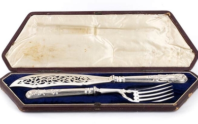 An English Victorian sterling silver fish knife and fork service...
