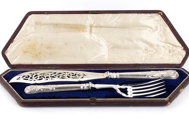 An English Victorian sterling silver fish knife and fork...