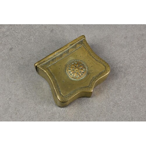 An Ottoman brass cartouche form palaska cartridge box / case...