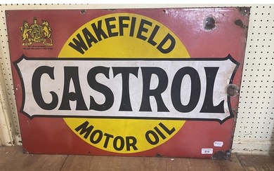 An enamel sign, Castrol Wakefield Motor Oil, 50.5 x 76 cm