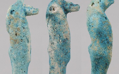 Ancient Egyptian faience Sons of Horus 6.8 / 6.7 / 6.9 cm. - Late Period, c. 664 to 525 BC