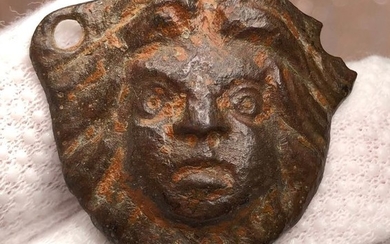 Ancient Roman Bronze Legionary Phalera with a facing Apotropaic image of Medusa (Gorgona)