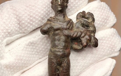 Ancient Roman Bronze Very Well Proportioned Figurine of Mercury (Hermes the God of Merchants & Trade) Petasus & Caduceus