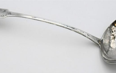 Anthony Rasch Coin Silver Soup Ladle, having upturned