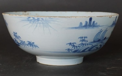 Antique Delft Blue & White Punch Bowl