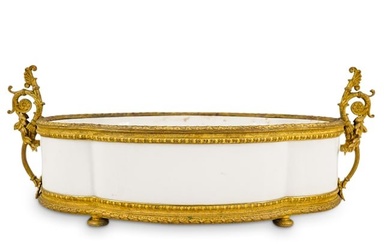 Antique French Gold Gilt and White Porcelain Centerpiece Bowl