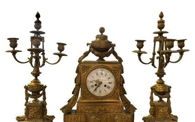 Antique Louis XVI Style 3Piece Clock Garniture
